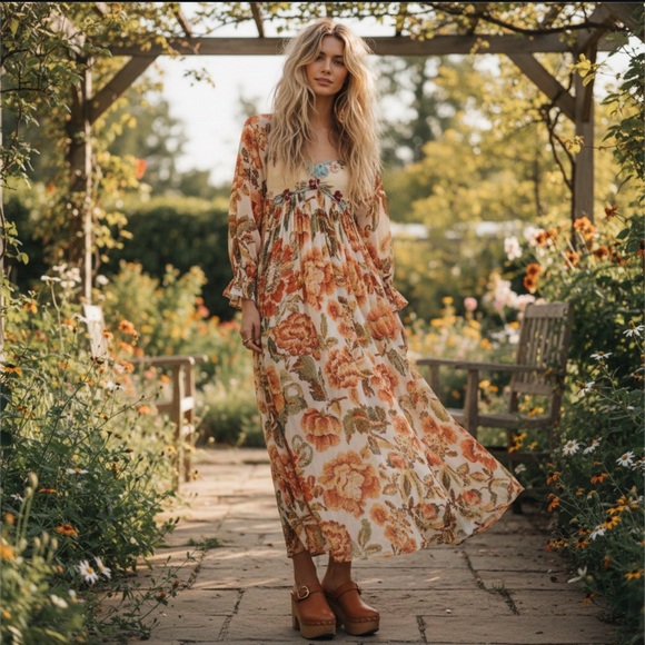 Free People Dresses & Skirts - Free People Ethereal Bohemian Renaissance Timeless Tapestry Maxi Dress XL NWT